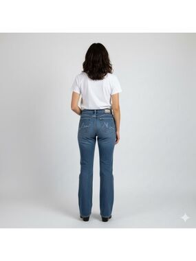 Lawman Western Vintage Slim Fit Boot Cut Jeans Size 9 Blue Gems Cowgirl